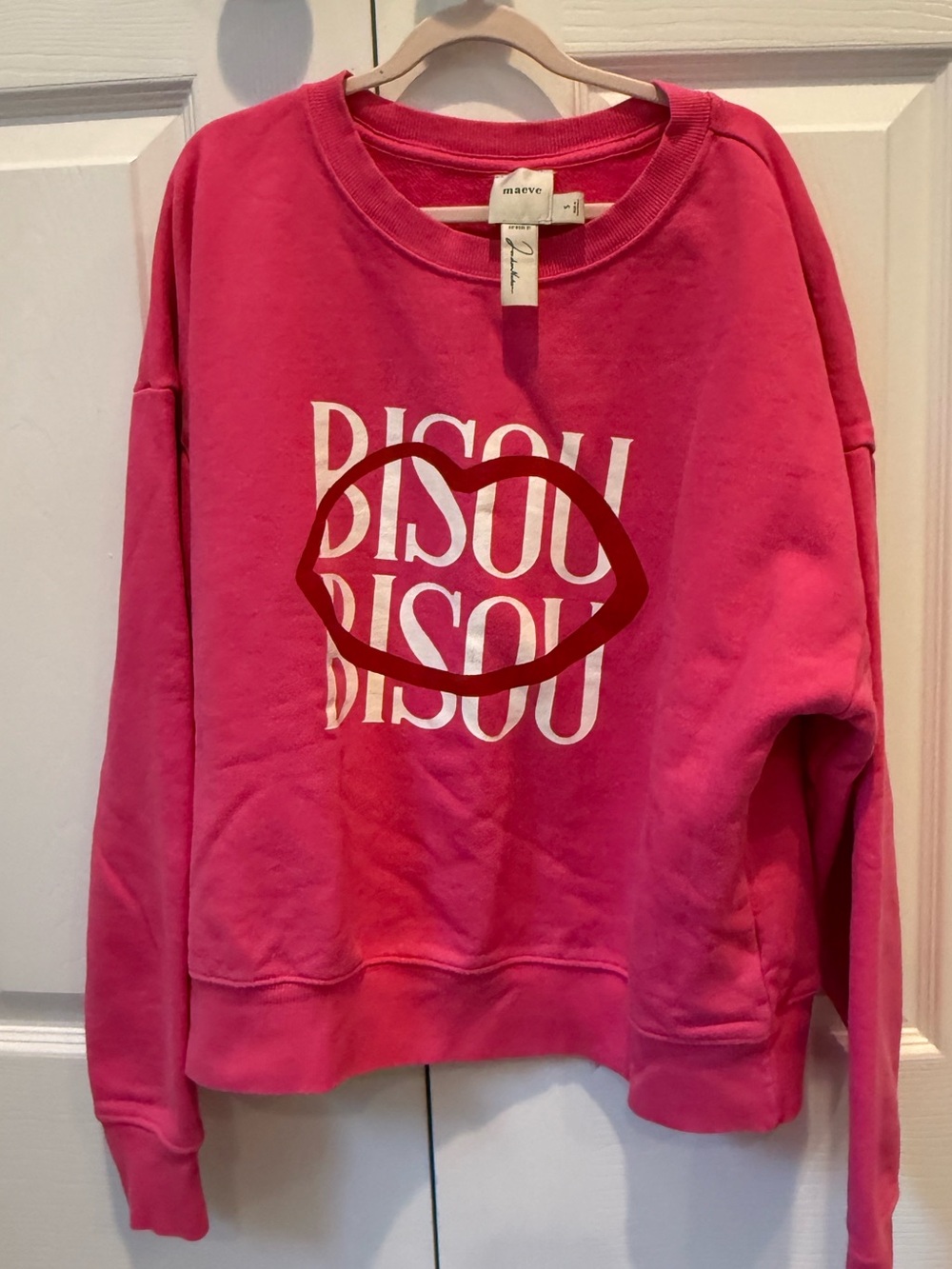 Maeve by Anthropologie Jordan Nickson Bisou Bisou Pink Sweatshirt Sz Small